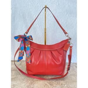Coach Ergo Pleated hobo/soho red-orange Leather Shoulder Bag F13764